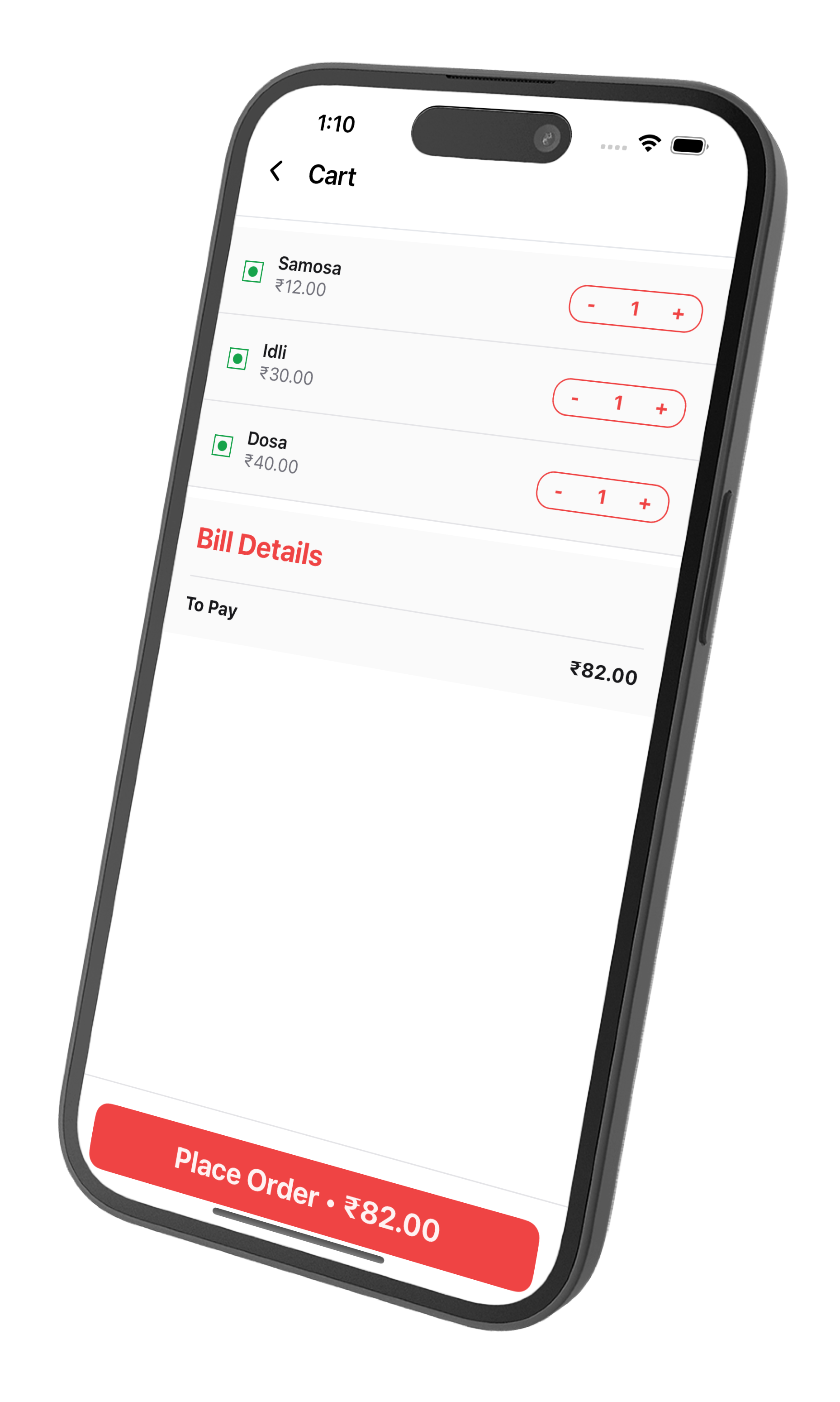 CutTheQ App Interface - Order management